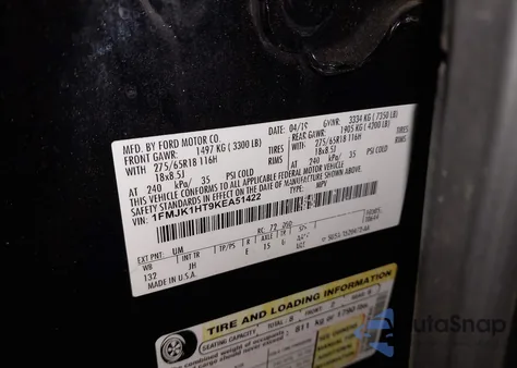 2019 Ford Expedition Max Xlt из США, поврежденный, VIN 1FMJK1HT9KEA51422